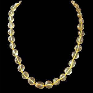 Vintage Lemon Quartz Hand Knotted Sterling Silver Beaded Necklace